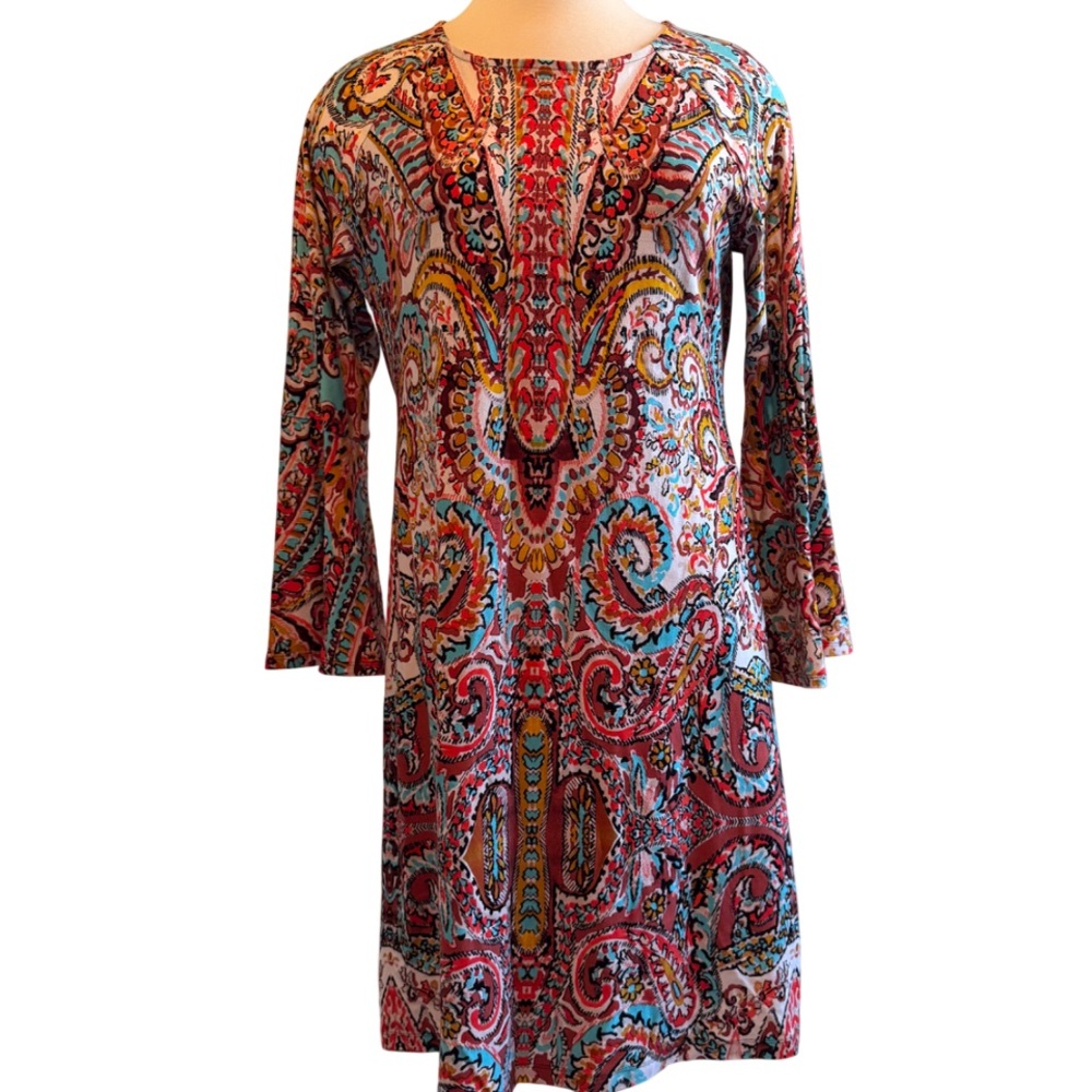 Chico's Vibrant Paisley Long Sleeve‎ Dress